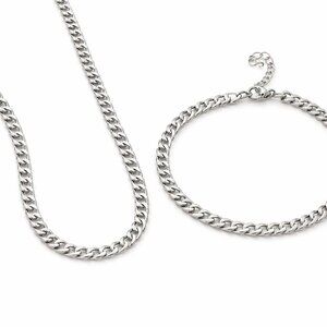Stainless Steel Cuban Chain Set • 3mm • 24" Necklace and 8.5" Bracelet